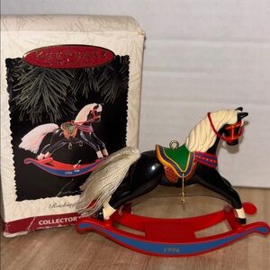 1996 Vintage Hallmark Keepsake Rocking Horse Ornament #16 final in series Black